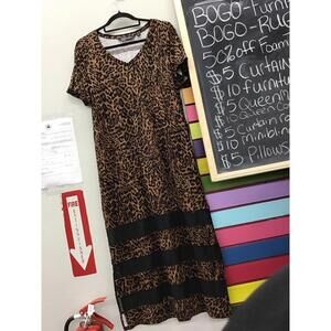 Colleen Lopez womens maxi dress XS petite cheetah print mesh bottom new HSN